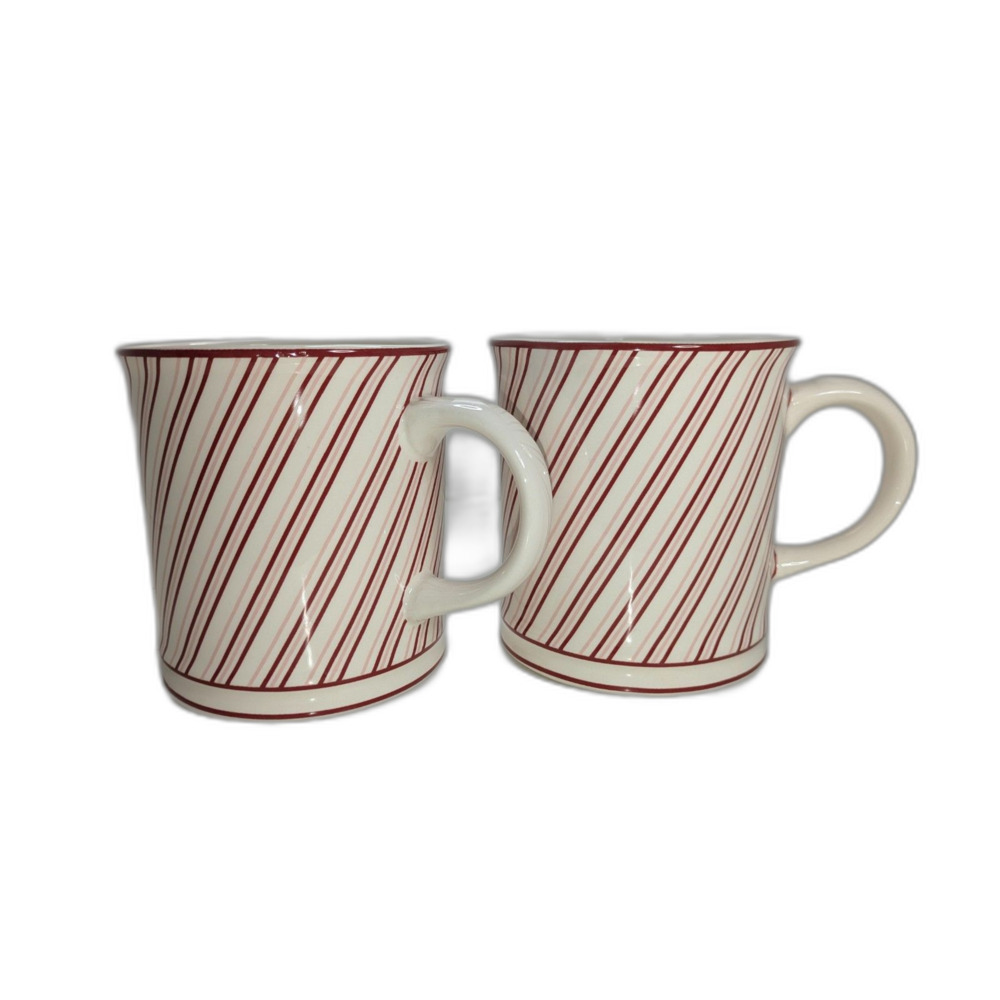 Sur La Table Candy Cane Striped Holiday Mug - Set of 2
